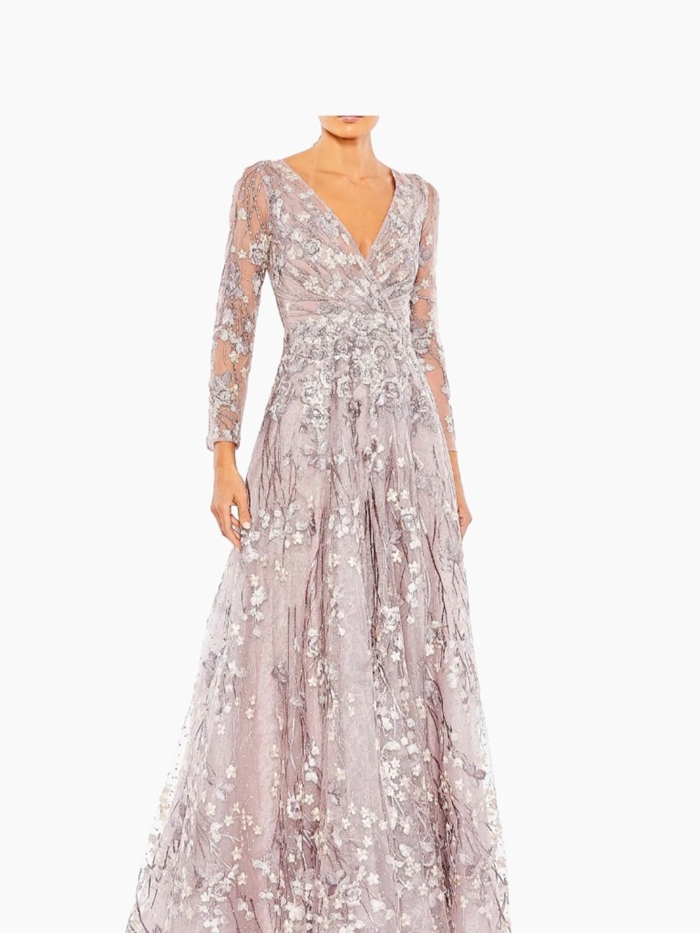 Mac Duggal Semi-sheer Floral embroidered gown - Picture 2 of 2